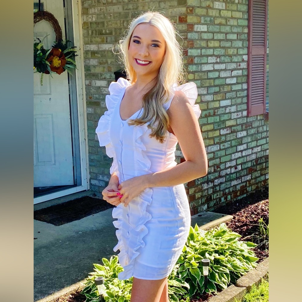 Boutique white button dress